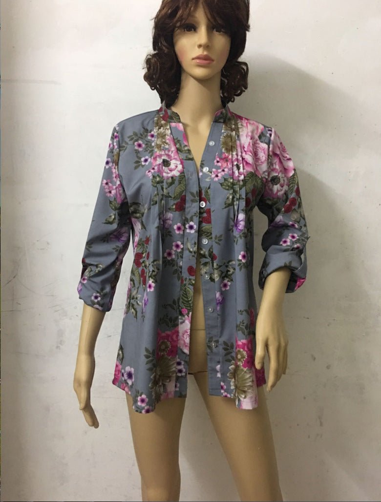 Flower Printing Blouse - Taylor K Shop