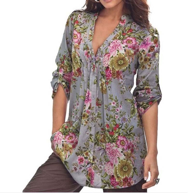 Flower Printing Blouse - Taylor K Shop