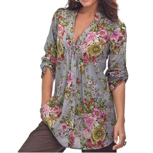 Flower Printing Blouse - Taylor K Shop