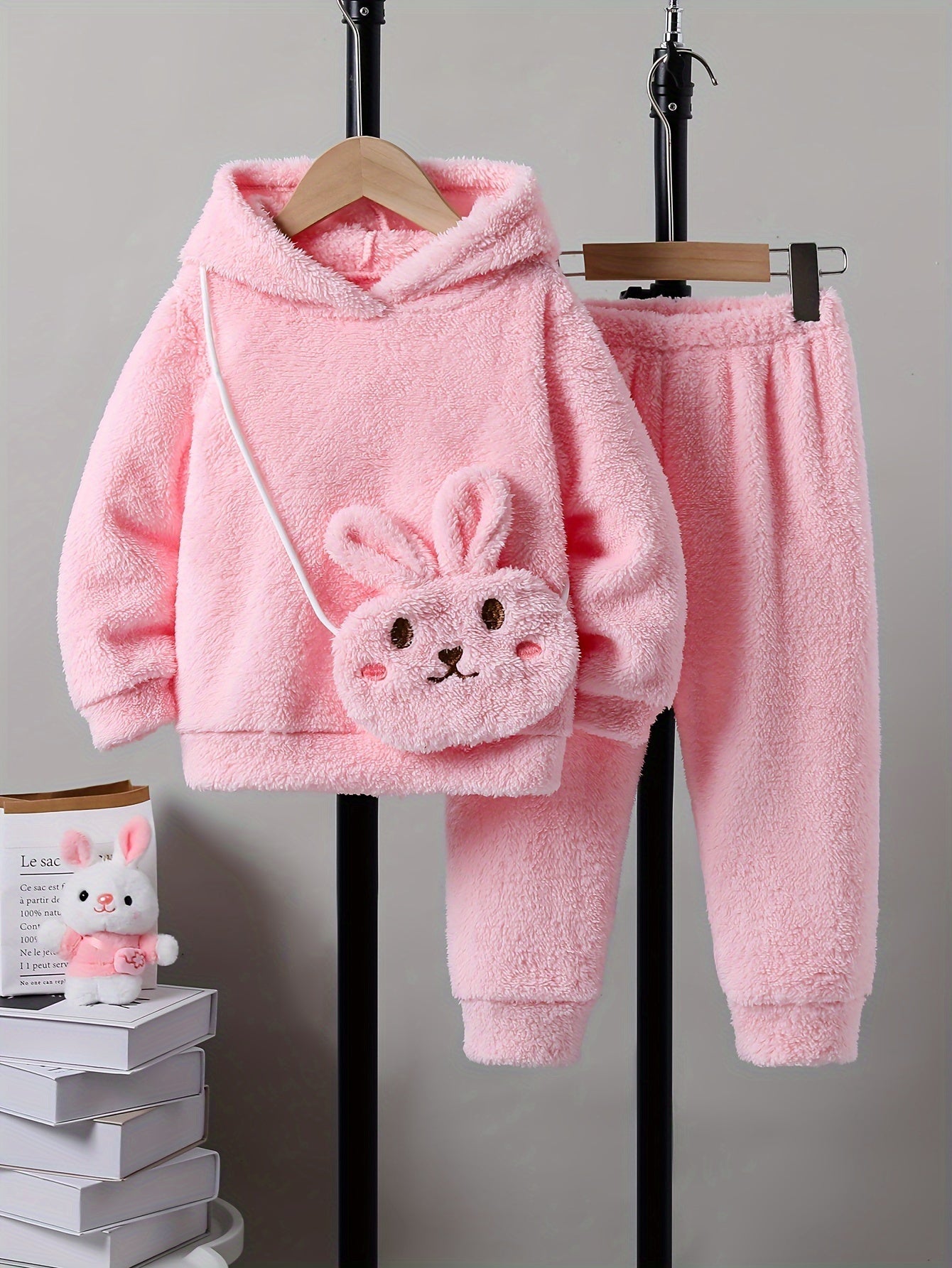 Girls 3Piece Winter Hoodie Pants Set with Bunny Bag - Taylor K Shop