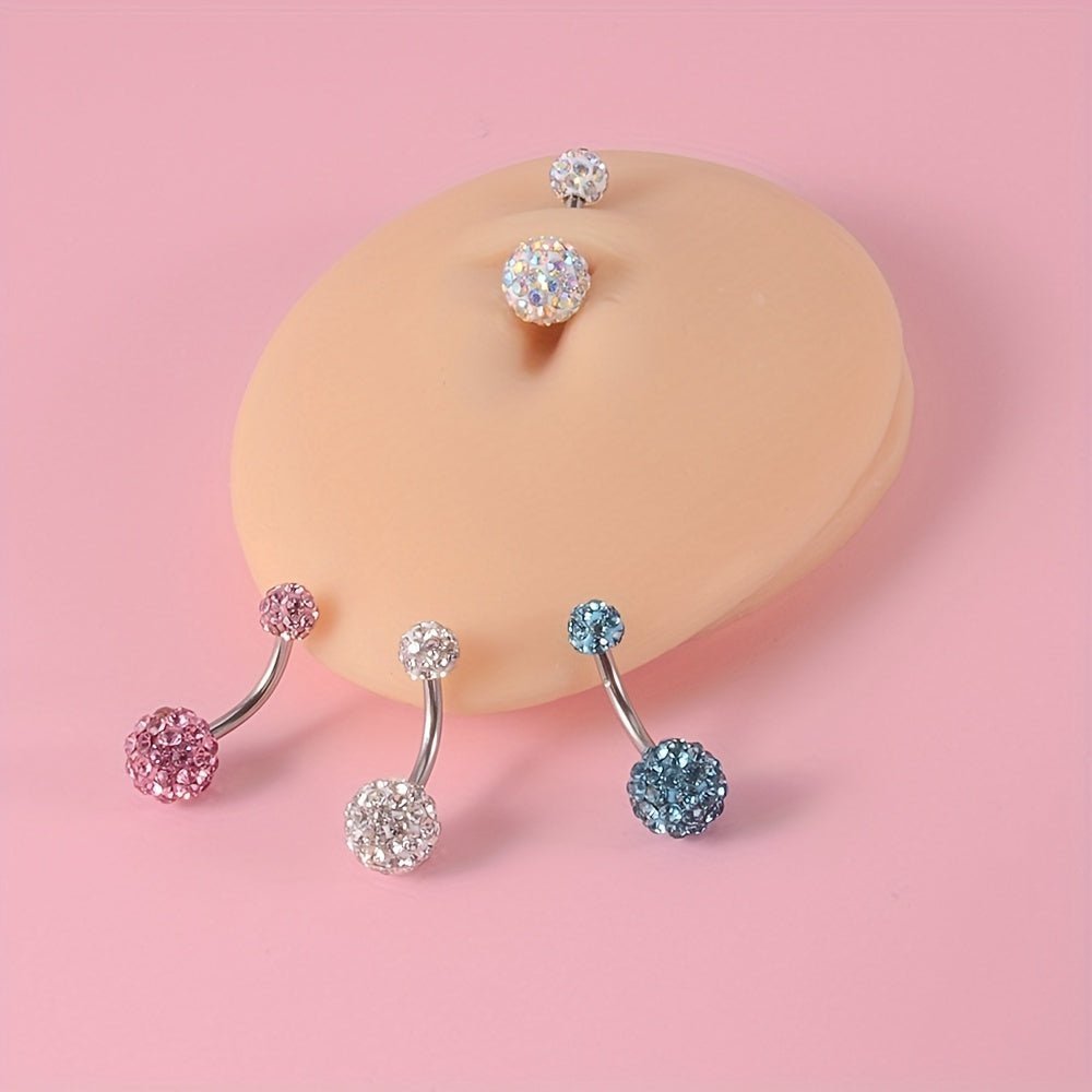 Glamorous 4Piece Rhinestone Circle Belly Ring Set - Taylor K Shop