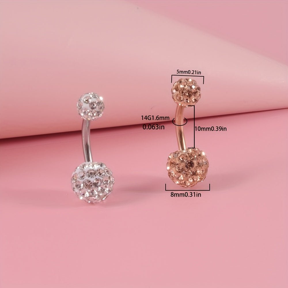 Glamorous 4Piece Rhinestone Circle Belly Ring Set - Taylor K Shop