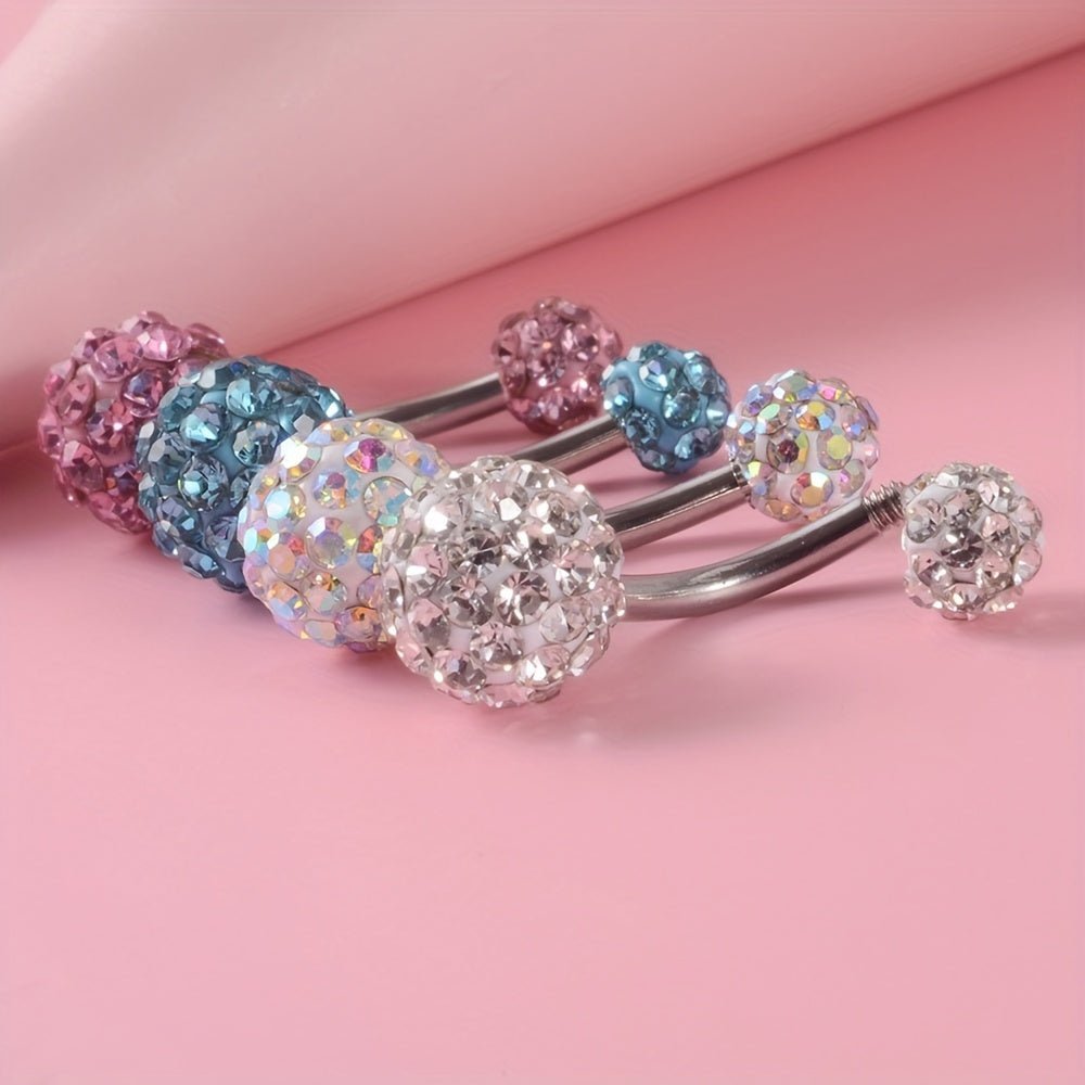 Glamorous 4Piece Rhinestone Circle Belly Ring Set - Taylor K Shop