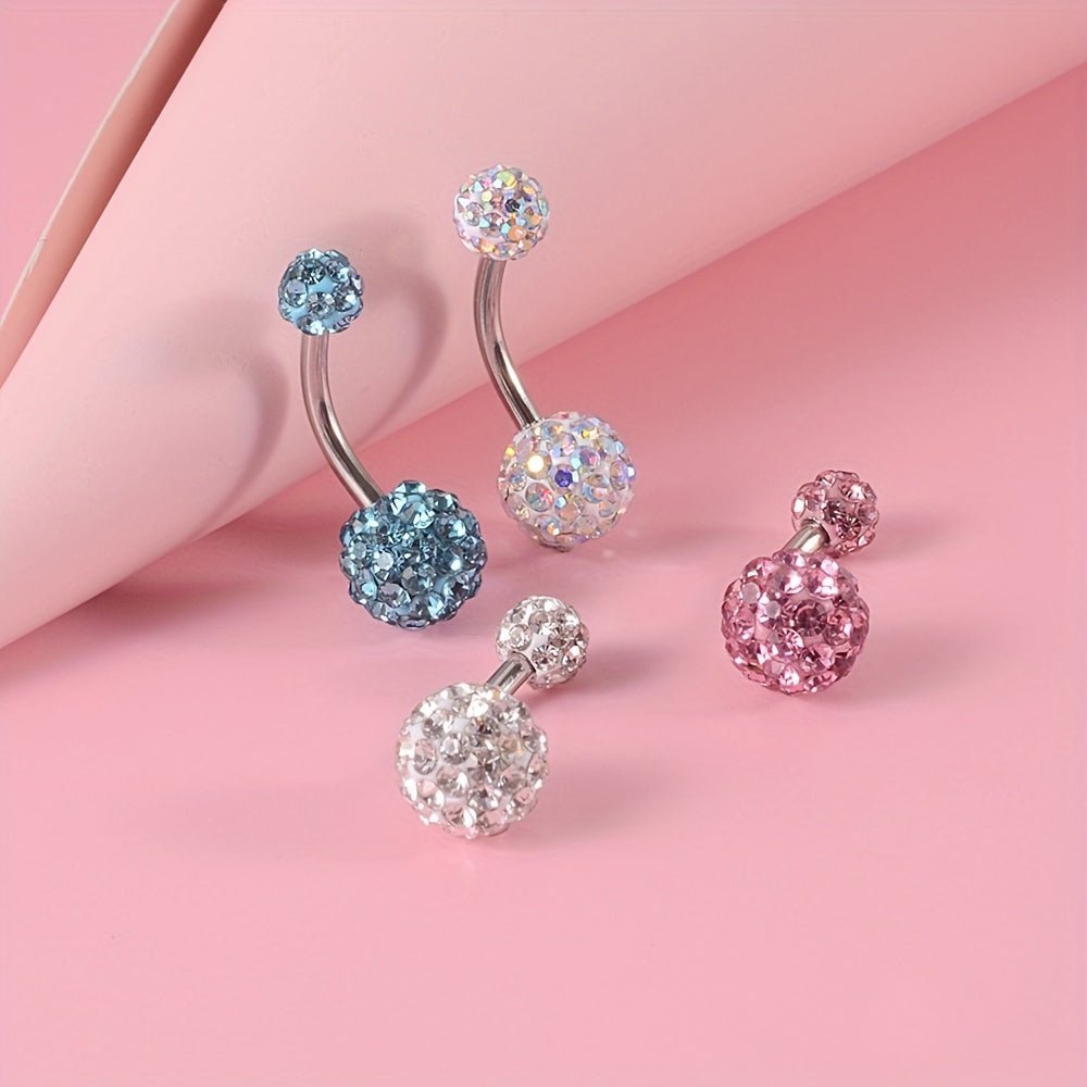 Glamorous 4Piece Rhinestone Circle Belly Ring Set - Taylor K Shop