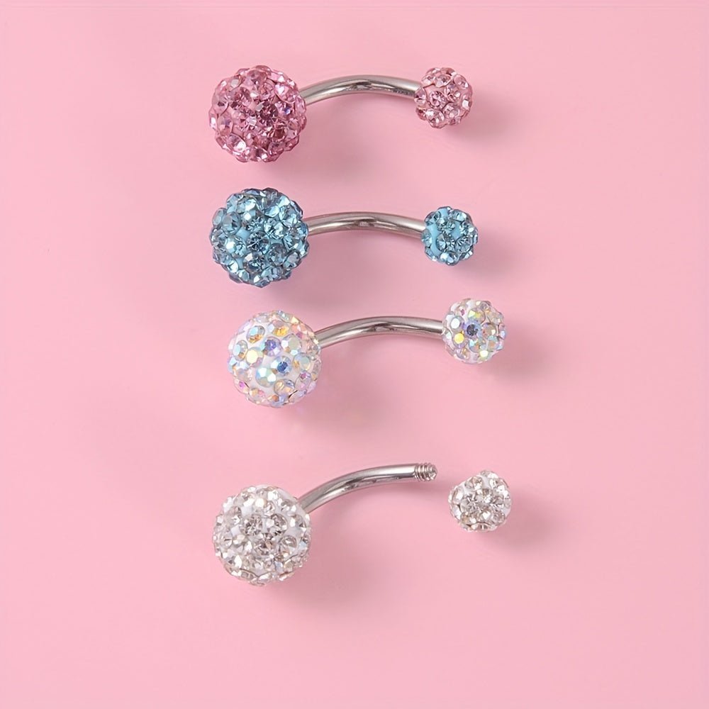 Glamorous 4Piece Rhinestone Circle Belly Ring Set - Taylor K Shop