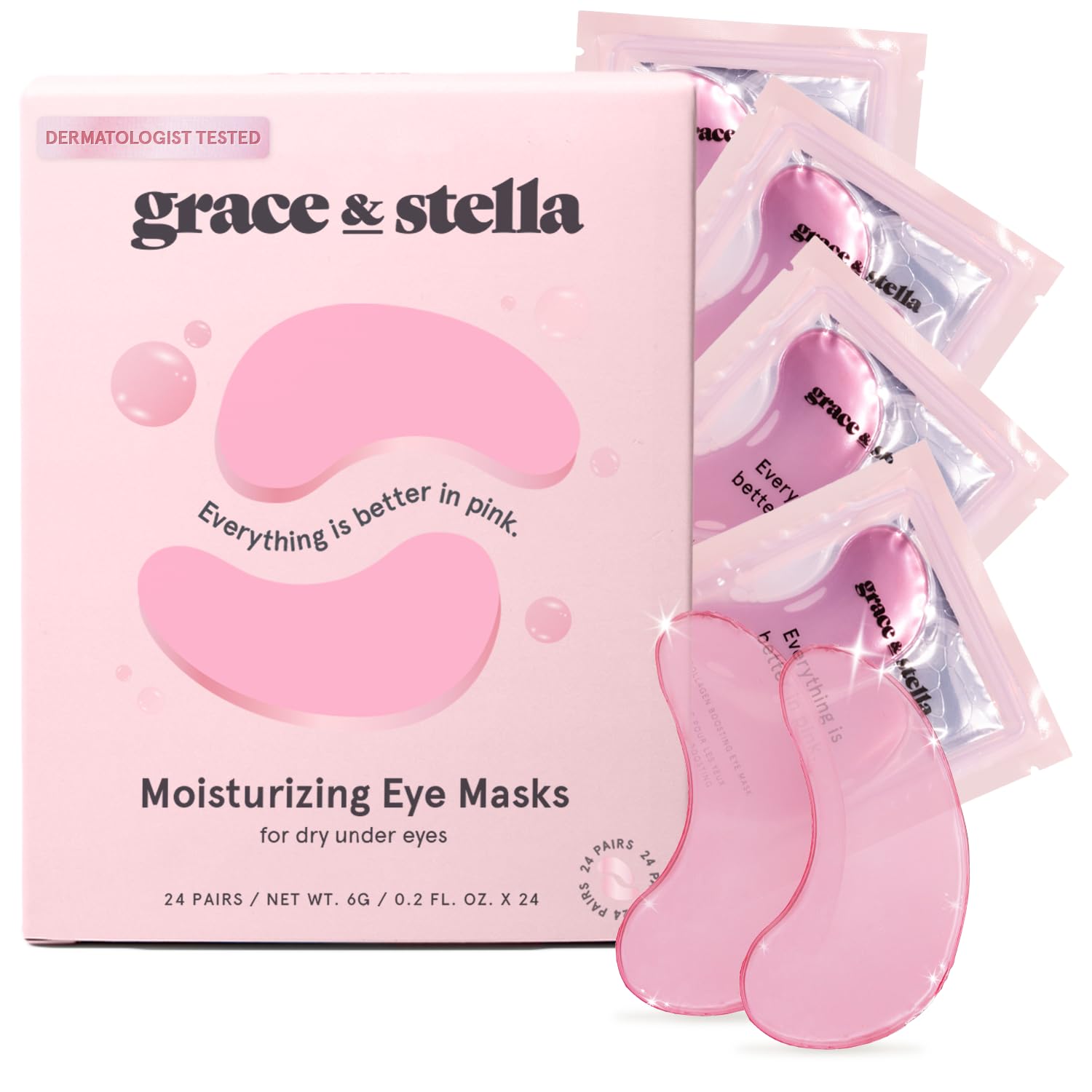 grace & stella Under Eye Mask (Gold, 48 Pairs) Eye Patch, Under Eye Patches for Dark Circles and Puffiness Undereye Bags, Wrinkles - Gel Under Eye Patches - Small Gifts - Vegan Cruelty - Free Self Care - Taylor K Shop
