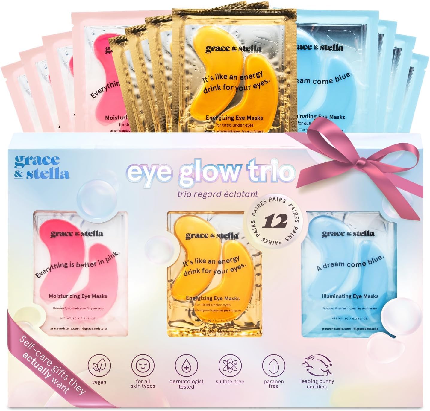 grace & stella Under Eye Mask (Gold, 48 Pairs) Eye Patch, Under Eye Patches for Dark Circles and Puffiness Undereye Bags, Wrinkles - Gel Under Eye Patches - Small Gifts - Vegan Cruelty - Free Self Care - Taylor K Shop