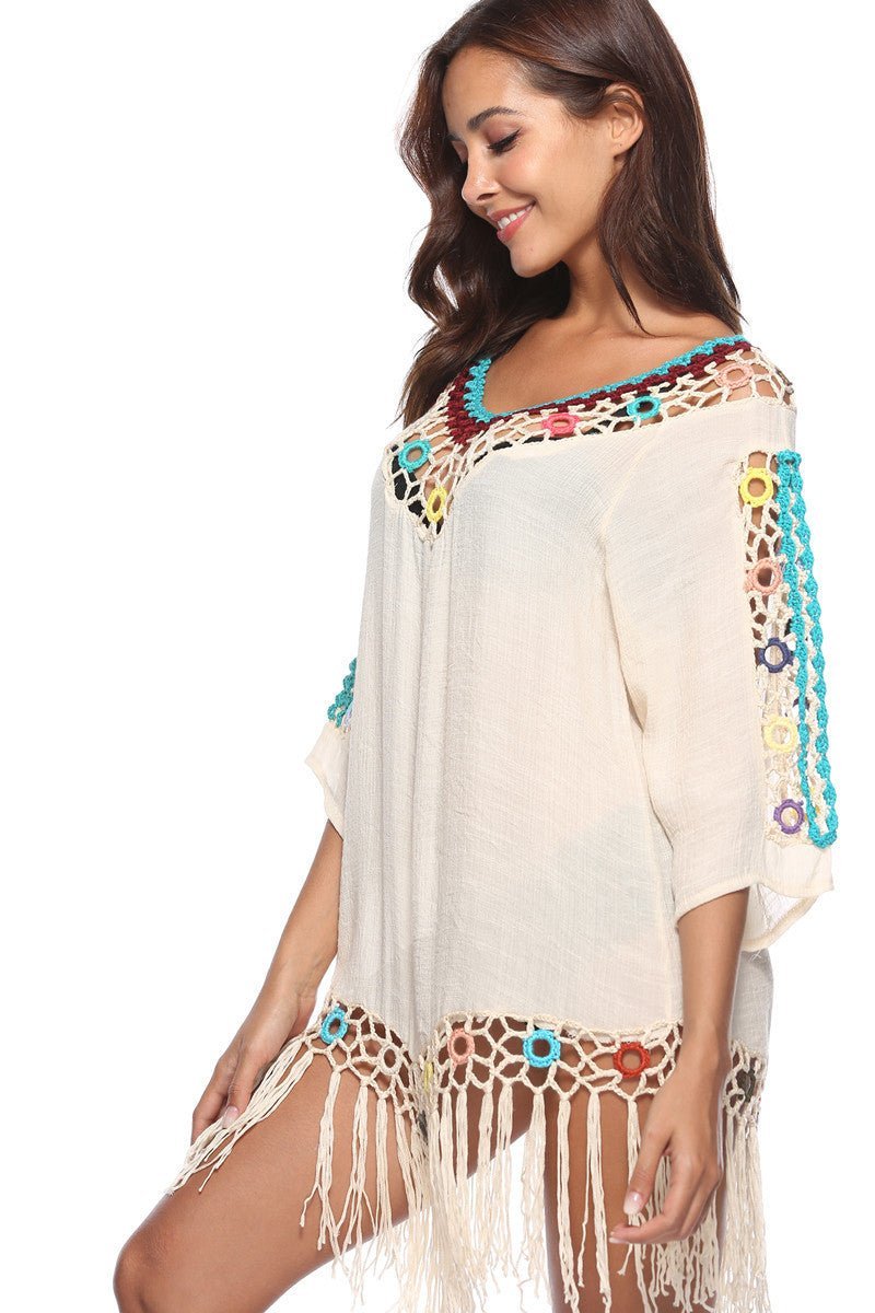 Hand hook rainbow color blouse - Taylor K Shop