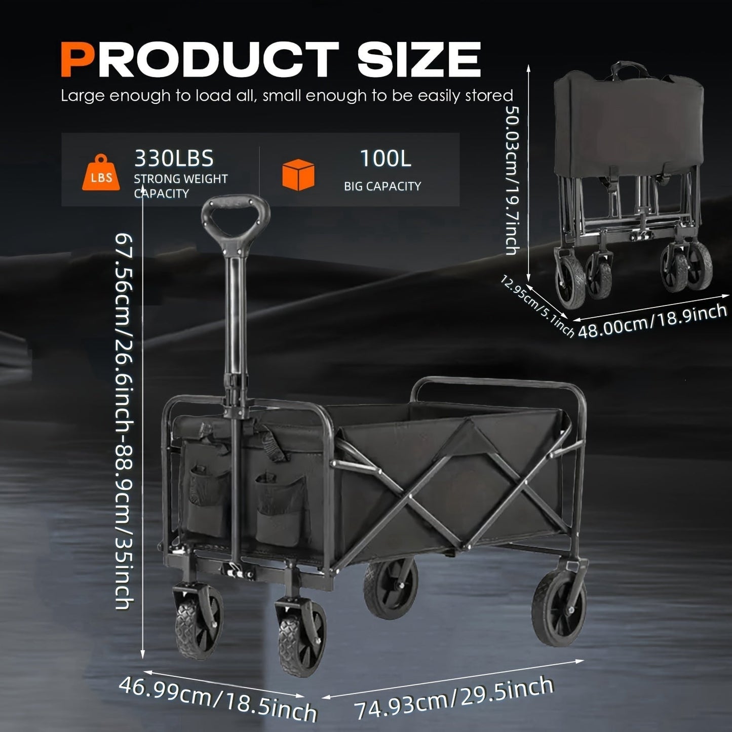 Heavy Duty Folding Wagon Cart with AllTerrain Wheels - Taylor K Shop