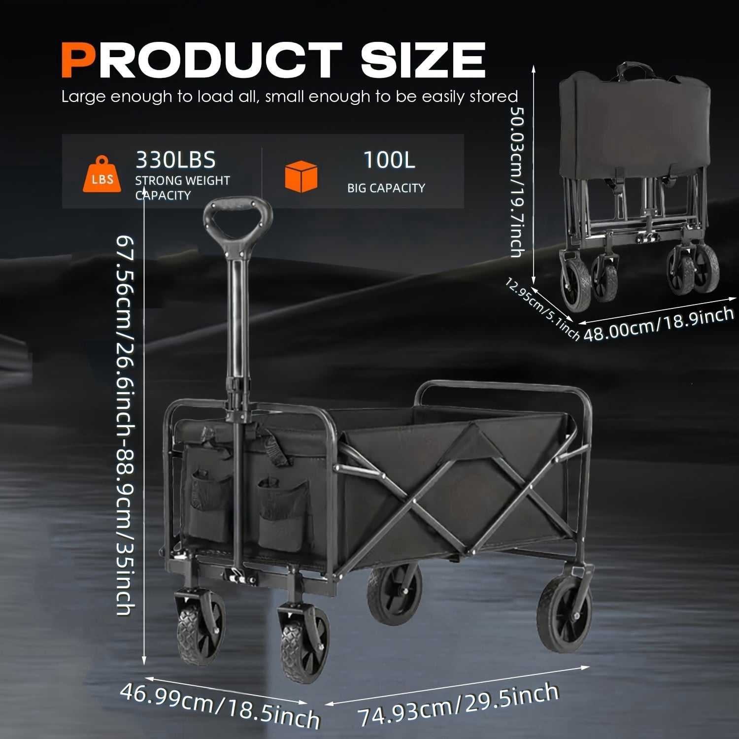 Heavy Duty Folding Wagon Cart with AllTerrain Wheels - Taylor K Shop