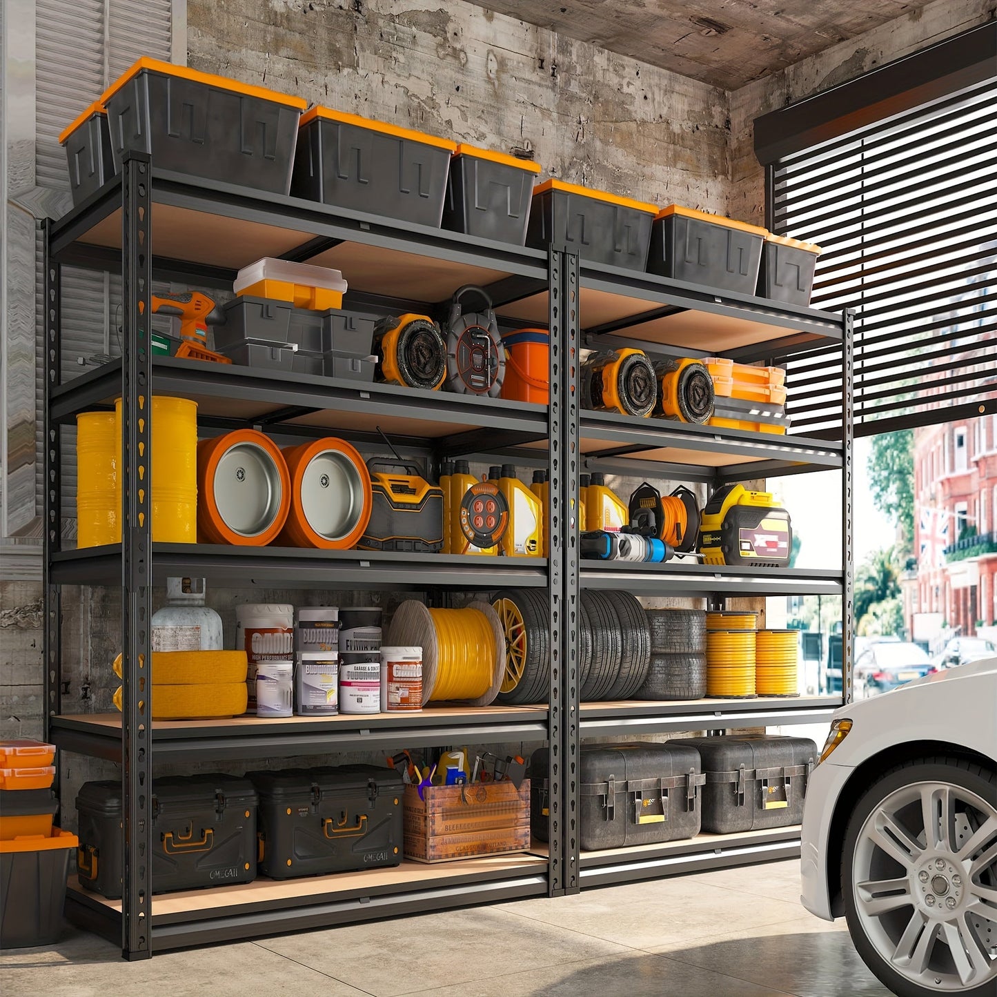 HeavyDuty 5Tier Metal Garage Shelving 72 Adjustable Unit - Taylor K Shop