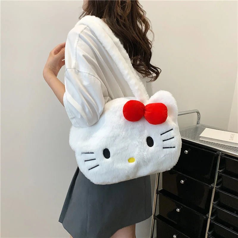 Hello Kitty Black Plush Womens Cute Y2K Shoulder Bag - Taylor K Shop