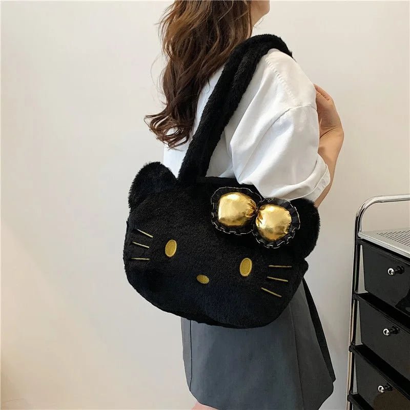 Hello Kitty Black Plush Womens Cute Y2K Shoulder Bag - Taylor K Shop
