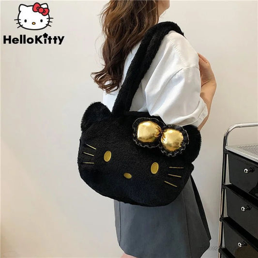 Hello Kitty Black Plush Womens Cute Y2K Shoulder Bag - Taylor K Shop