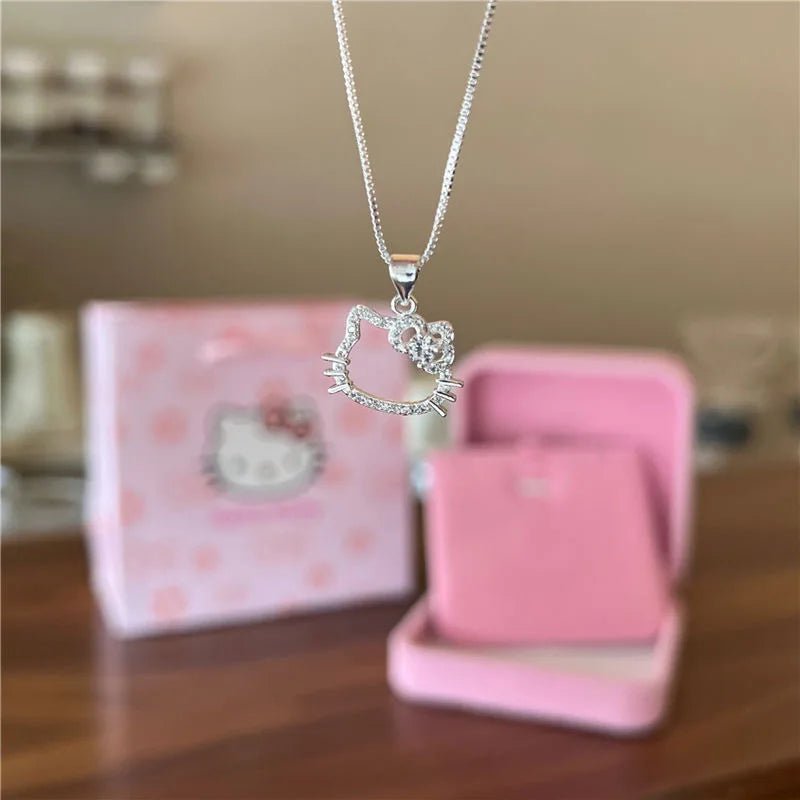 Hello Kitty Pink Crystal Necklace Cute Alloy Charm Gift - Taylor K Shop