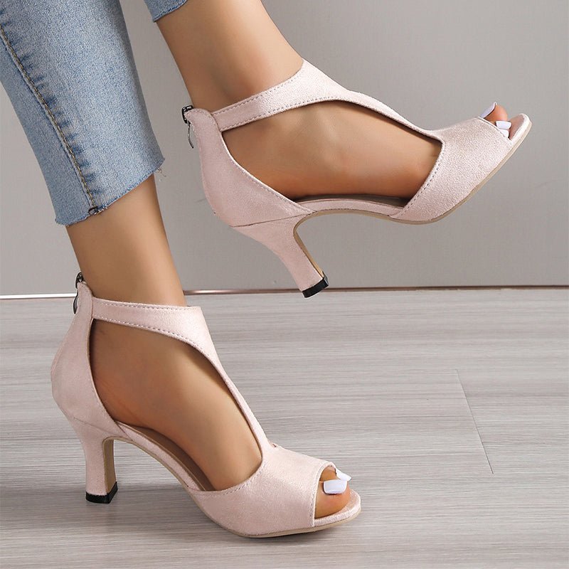 High Heel Peep Toe Sandals Women Back Zipper Outdoor Summer Shoes - Taylor K Shop