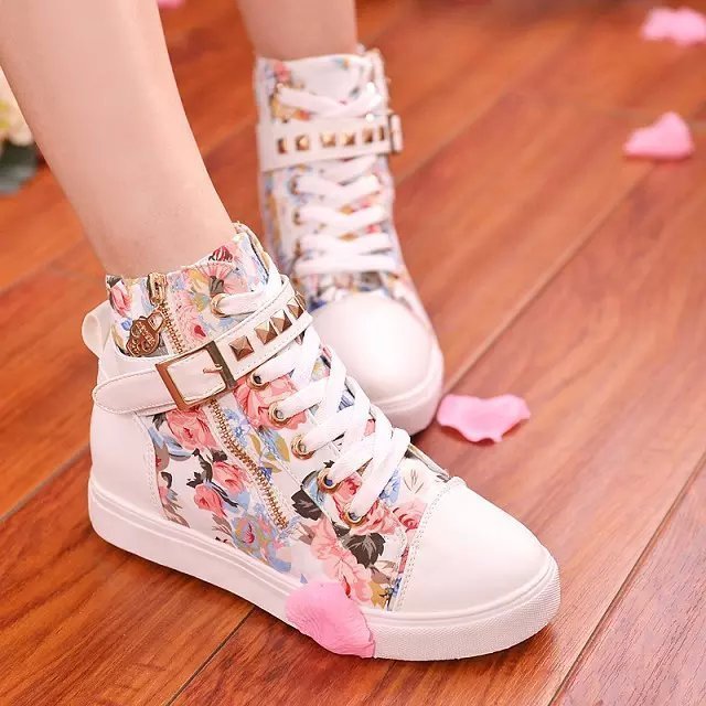 High - top canvas shoes women's flat casual shoes - Taylor K Shop