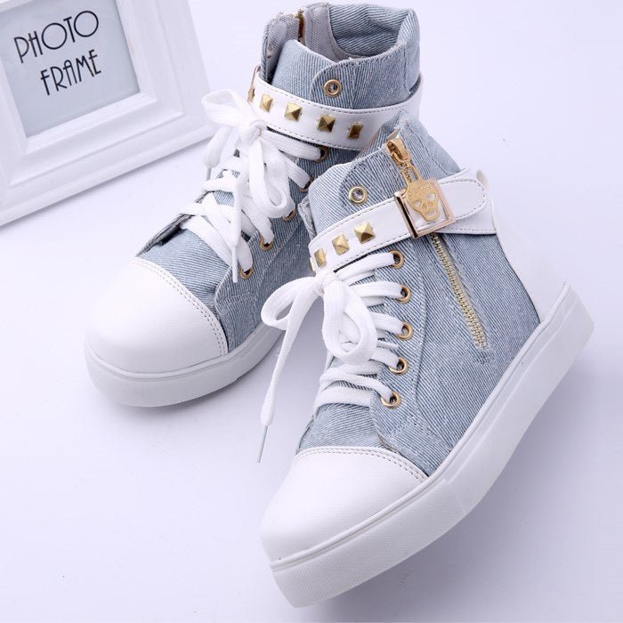 High - top canvas shoes women's flat casual shoes - Taylor K Shop