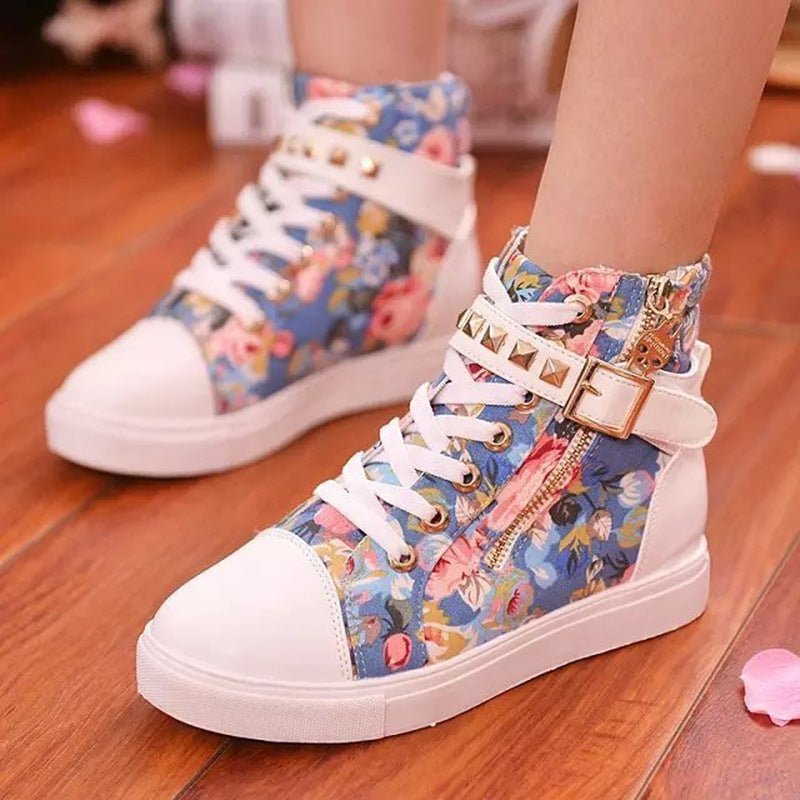 High - top canvas shoes women's flat casual shoes - Taylor K Shop