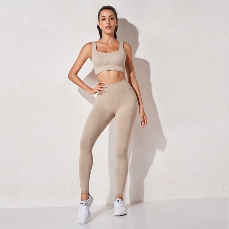 High Waist Sports Bra+ Legging Gym Clothing Seamless Fitness Yoga Suit Stretchy - Taylor K Shop