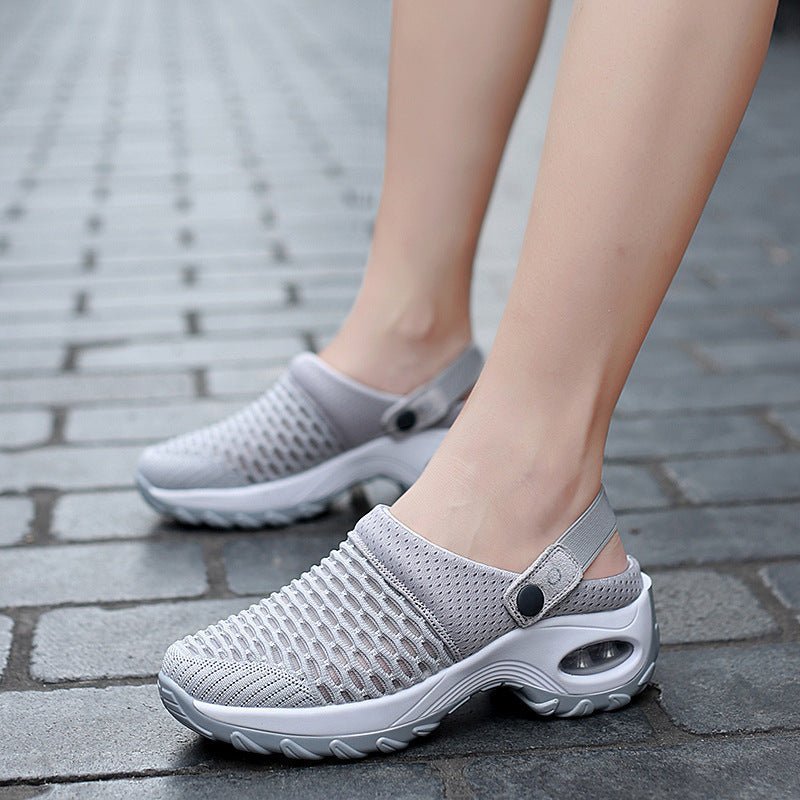 Hollow Out Shoes Mesh Casual Air Cushion Increased Sandals And Slippers - Taylor K Shop