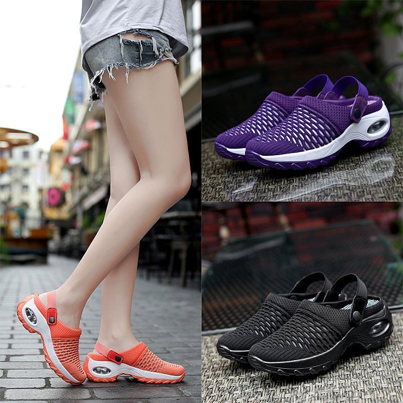 Hollow Out Shoes Mesh Casual Air Cushion Increased Sandals And Slippers - Taylor K Shop