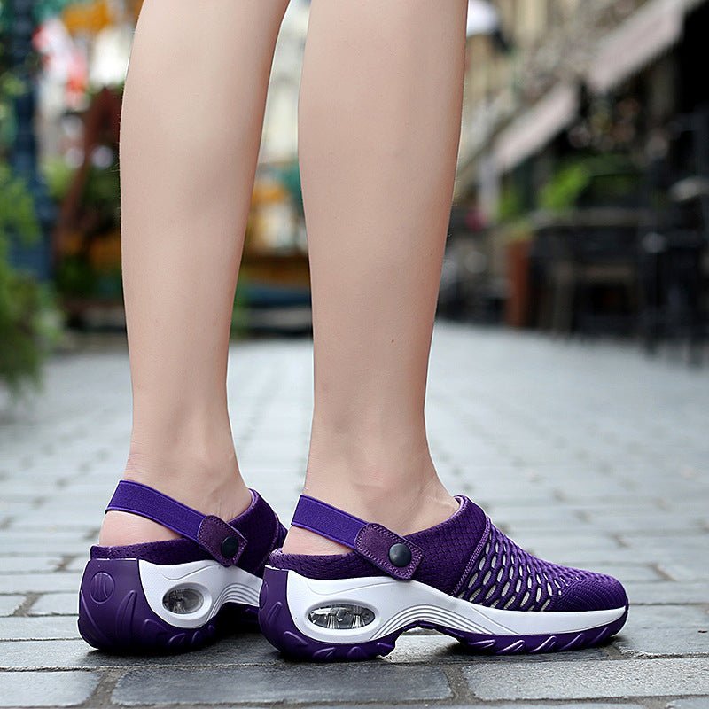 Hollow Out Shoes Mesh Casual Air Cushion Increased Sandals And Slippers - Taylor K Shop