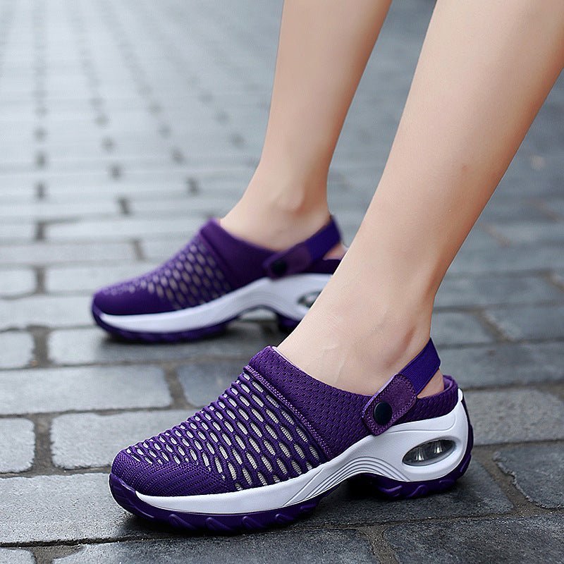 Hollow Out Shoes Mesh Casual Air Cushion Increased Sandals And Slippers - Taylor K Shop