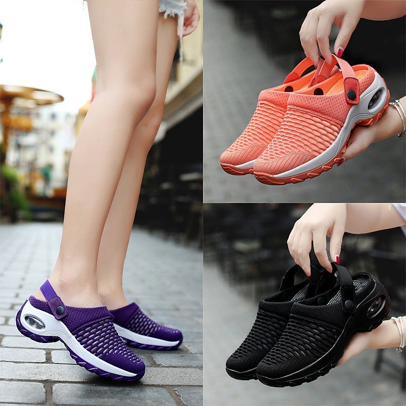 Hollow Out Shoes Mesh Casual Air Cushion Increased Sandals And Slippers - Taylor K Shop