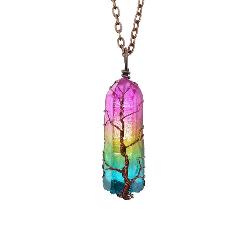 Hot Selling Stone Crystal Pillar Tree Of Life Pendant In Europe And America - Taylor K Shop
