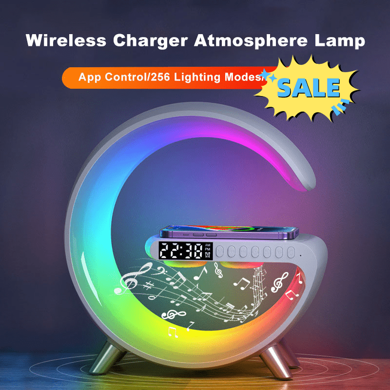 Intelligent Atmosphere Lamp Bluetooth Speaker Wireless Charger Bedside Lamp Sunrise Wake - up Lamp Polar Lamp Alarm Clock - Taylor K Shop