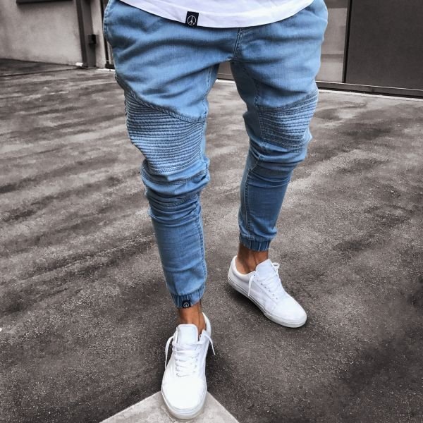 Jeans Men's Explosive Fashion Light Blue Skinny - Taylor K Shop