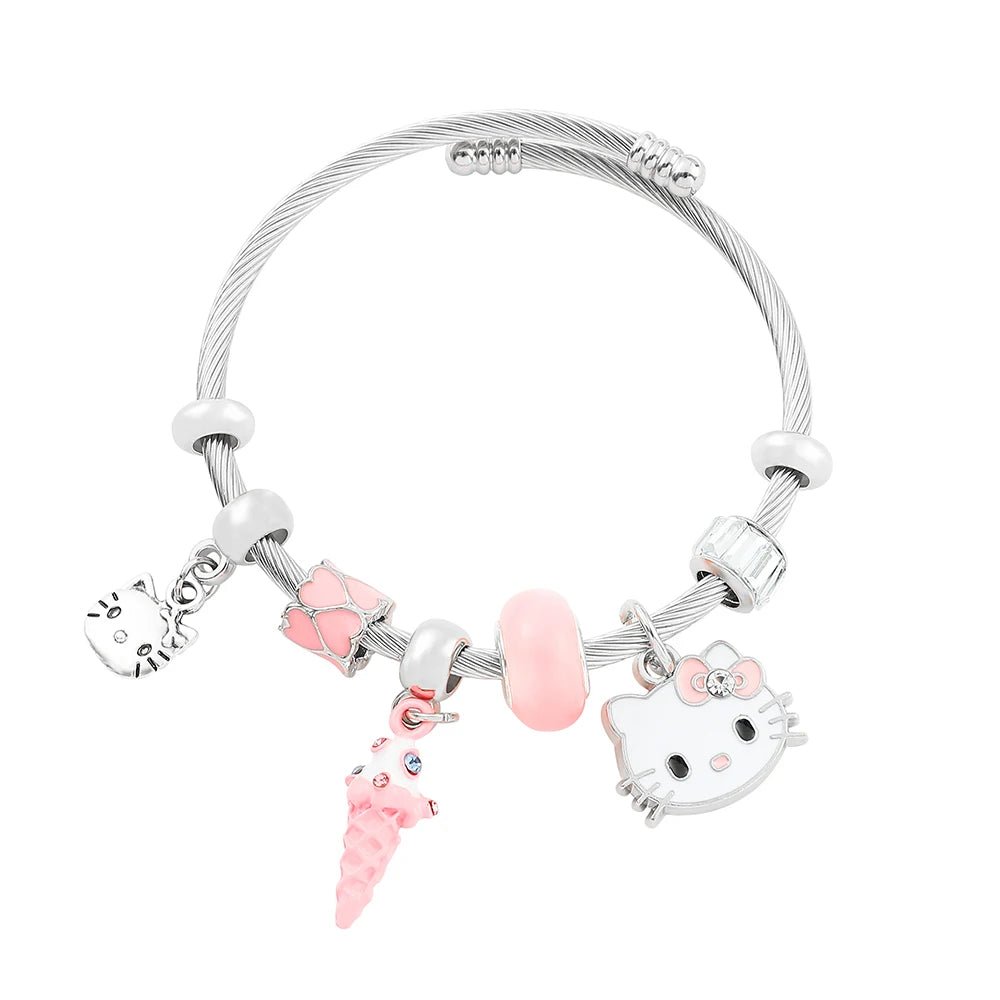 Kawaii Hello Kitty GoldPlated Charm Bracelet for Women - Taylor K Shop