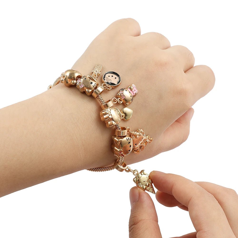 Kawaii Hello Kitty GoldPlated Charm Bracelet for Women - Taylor K Shop