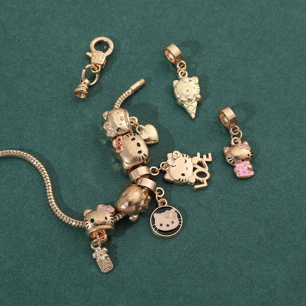 Kawaii Hello Kitty GoldPlated Charm Bracelet for Women - Taylor K Shop
