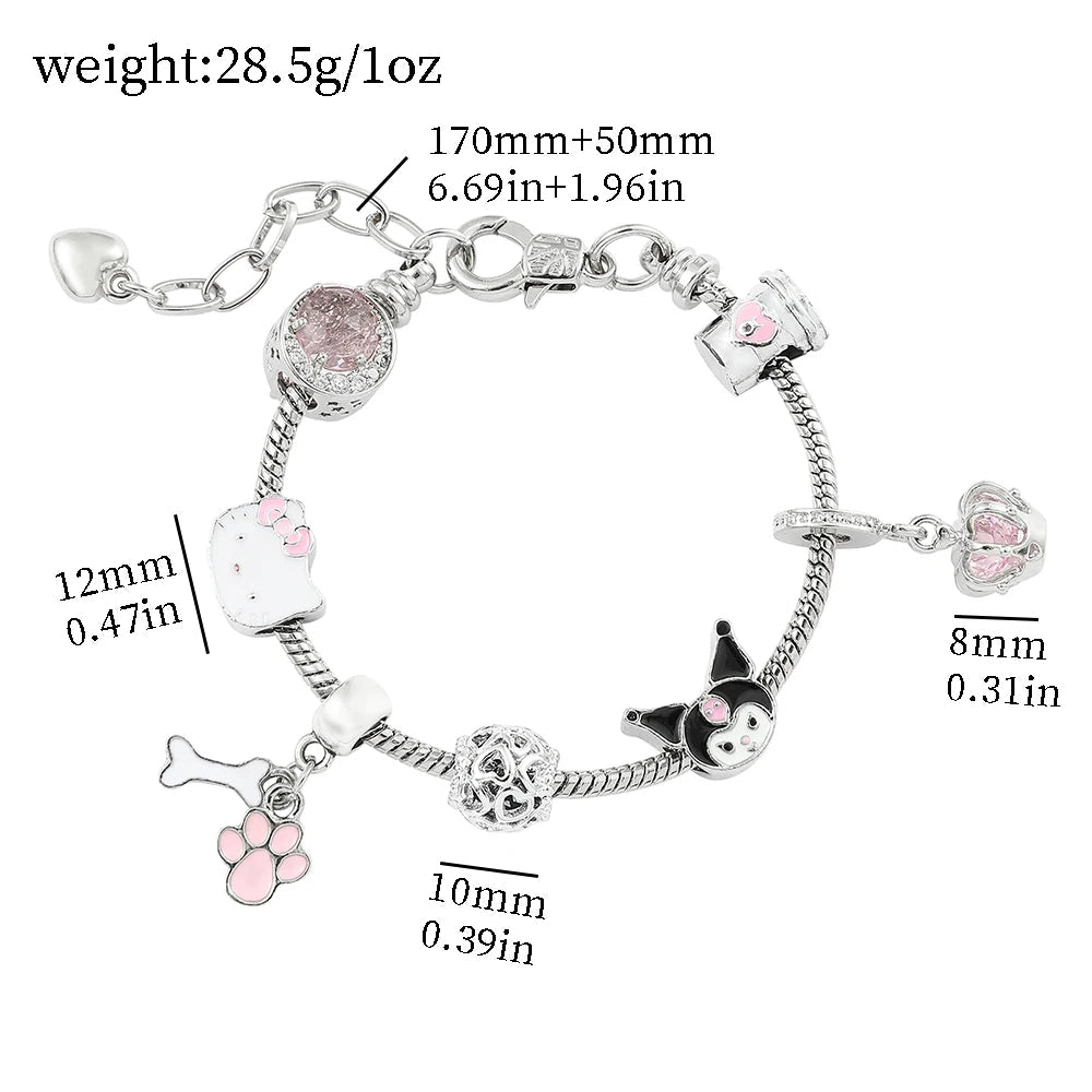Kawaii Hello Kitty GoldPlated Charm Bracelet for Women - Taylor K Shop