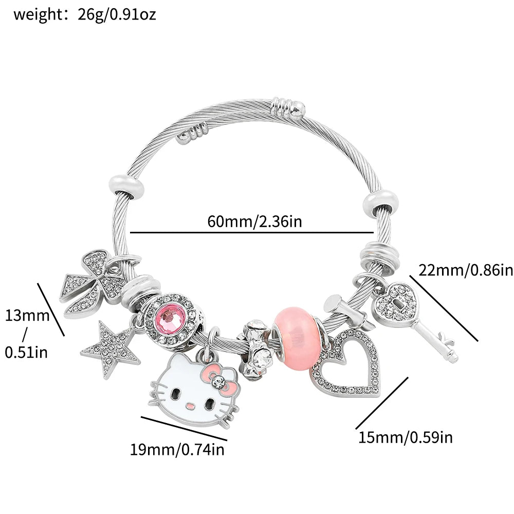 Kawaii Hello Kitty GoldPlated Charm Bracelet for Women - Taylor K Shop