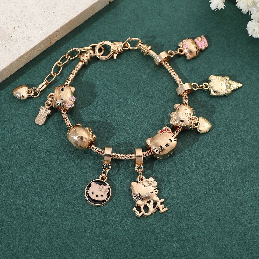 Kawaii Hello Kitty GoldPlated Charm Bracelet for Women - Taylor K Shop