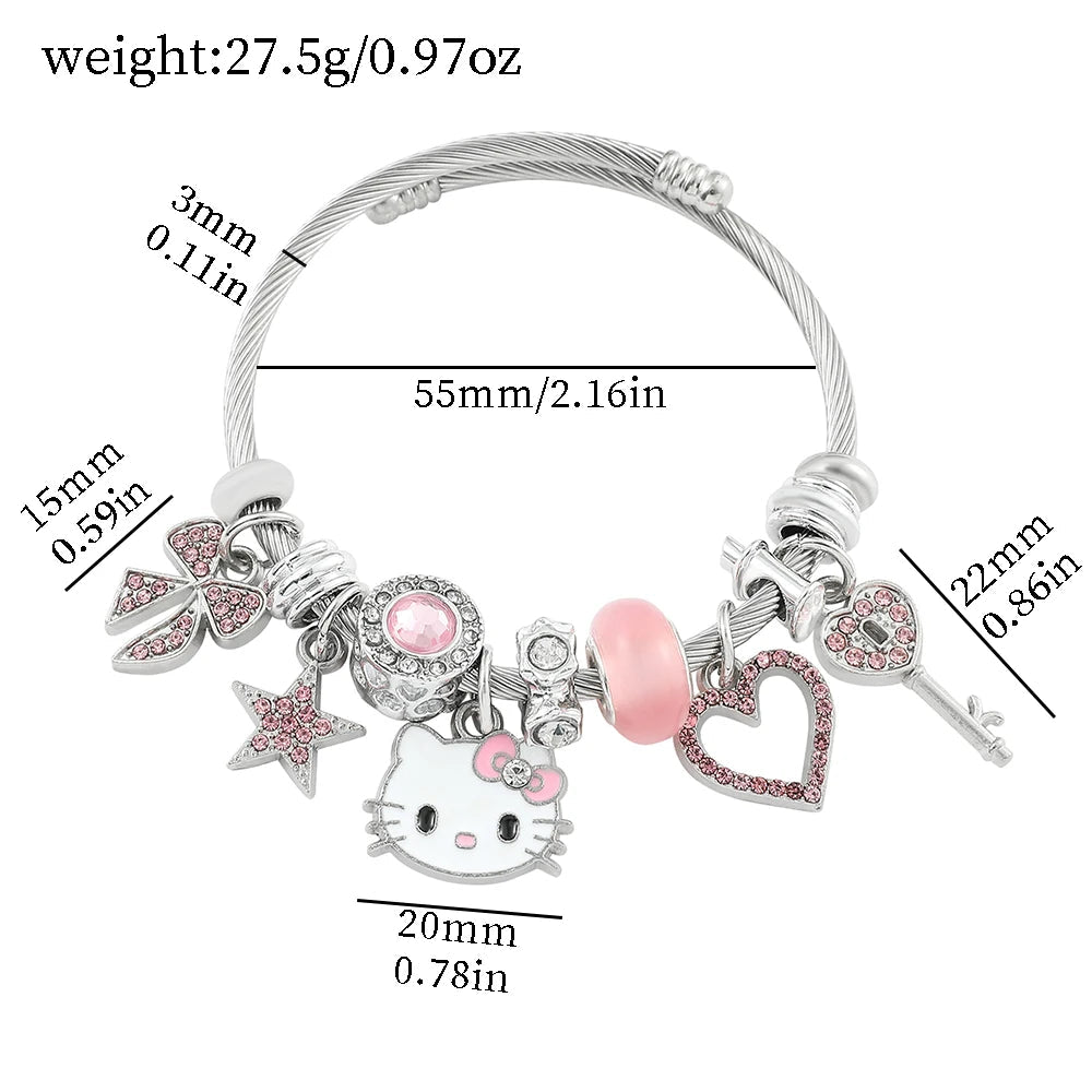 Kawaii Hello Kitty GoldPlated Charm Bracelet for Women - Taylor K Shop