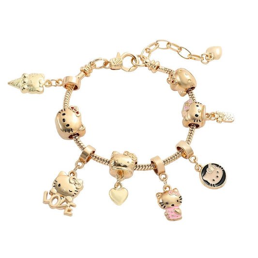 Kawaii Hello Kitty GoldPlated Charm Bracelet for Women - Taylor K Shop