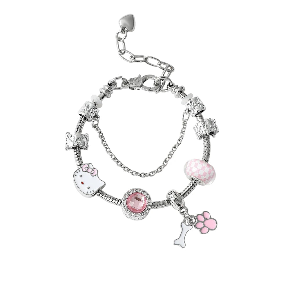 Kawaii Hello Kitty GoldPlated Charm Bracelet for Women - Taylor K Shop