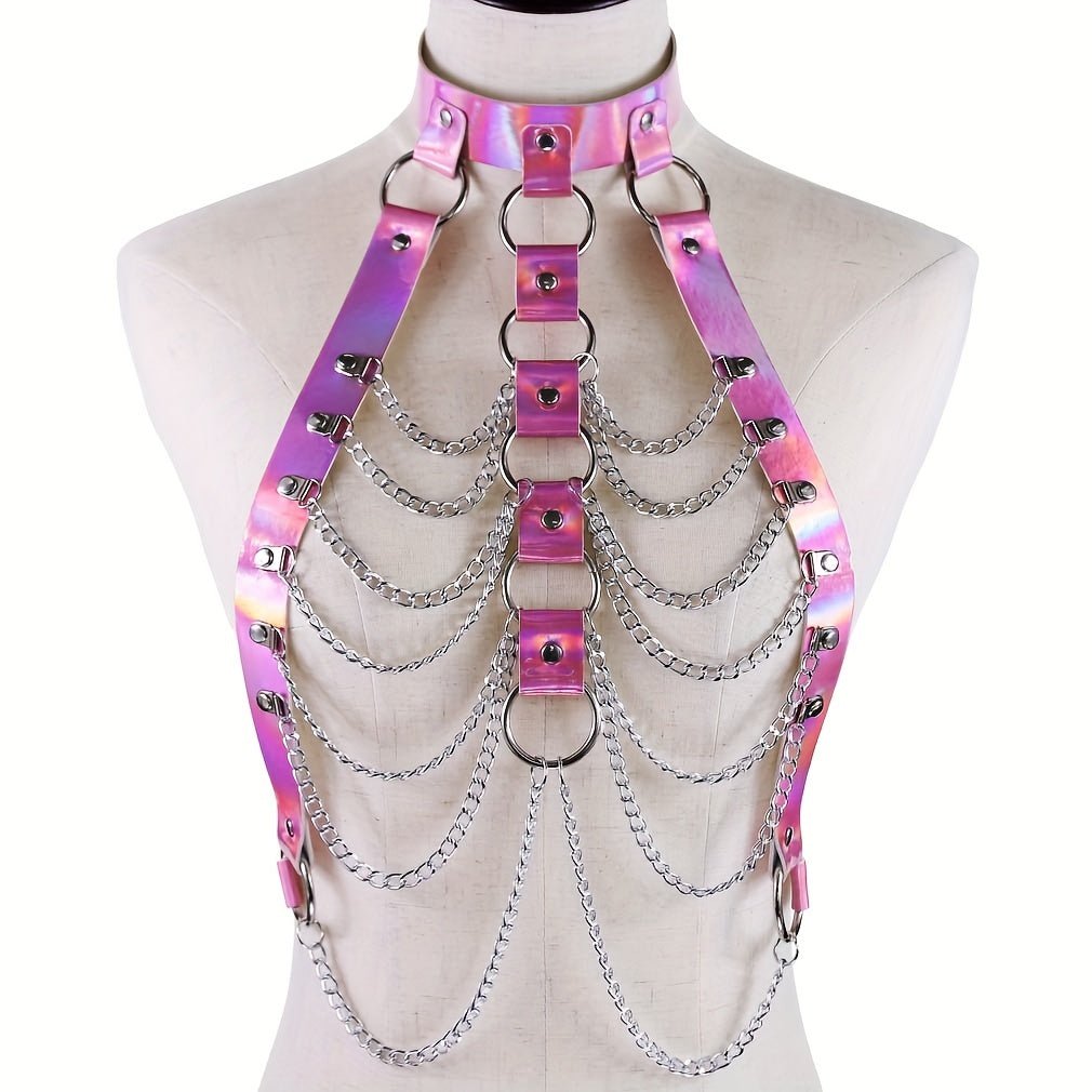 Laser Multilayer PU Leather Harness Festival Accessory - Taylor K Shop