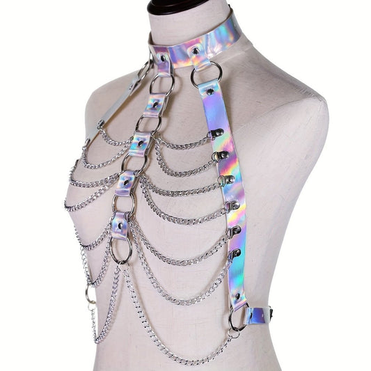 Laser Multilayer PU Leather Harness Festival Accessory - Taylor K Shop