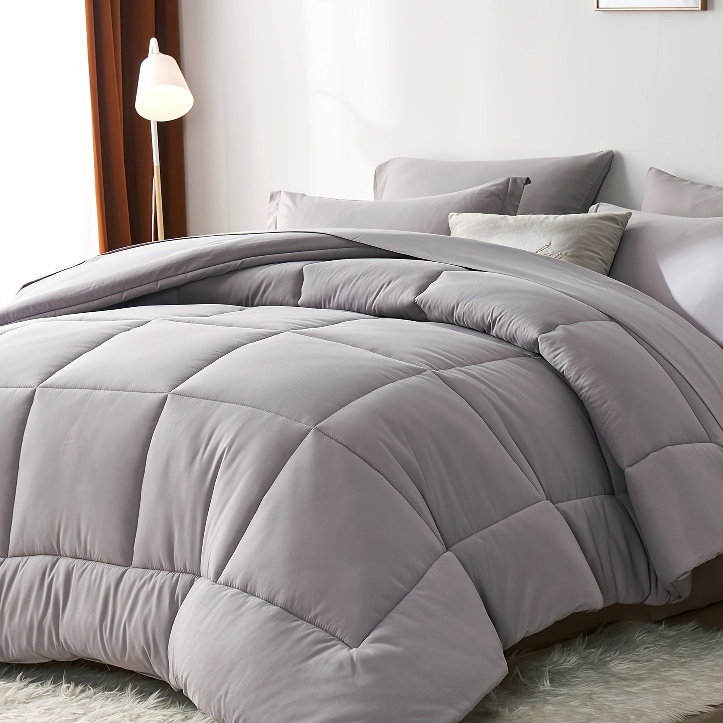 Luxurious 7Piece Checkered Queen Comforter Set AllSeason - Taylor K Shop