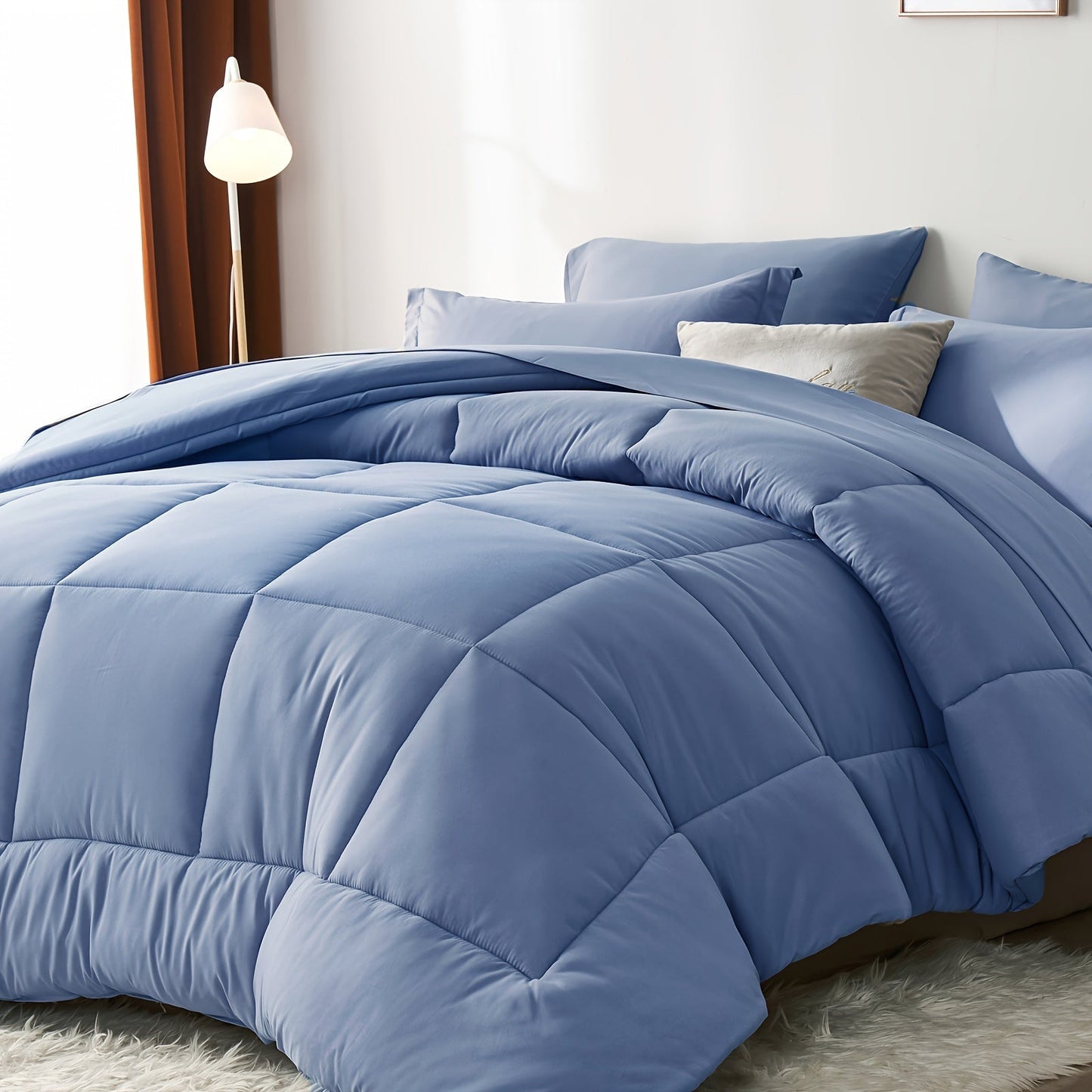Luxurious 7Piece Checkered Queen Comforter Set AllSeason - Taylor K Shop
