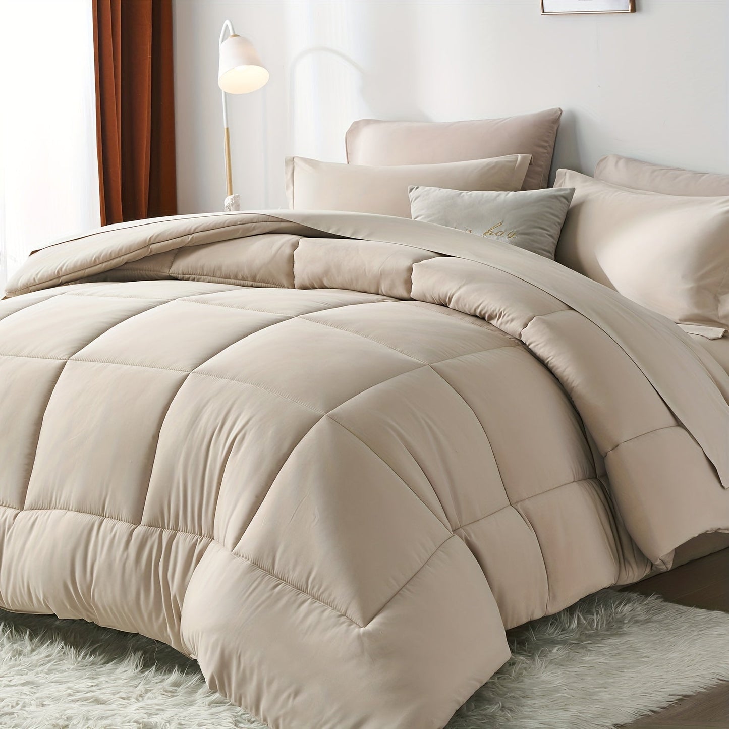 Luxurious 7Piece Checkered Queen Comforter Set AllSeason - Taylor K Shop