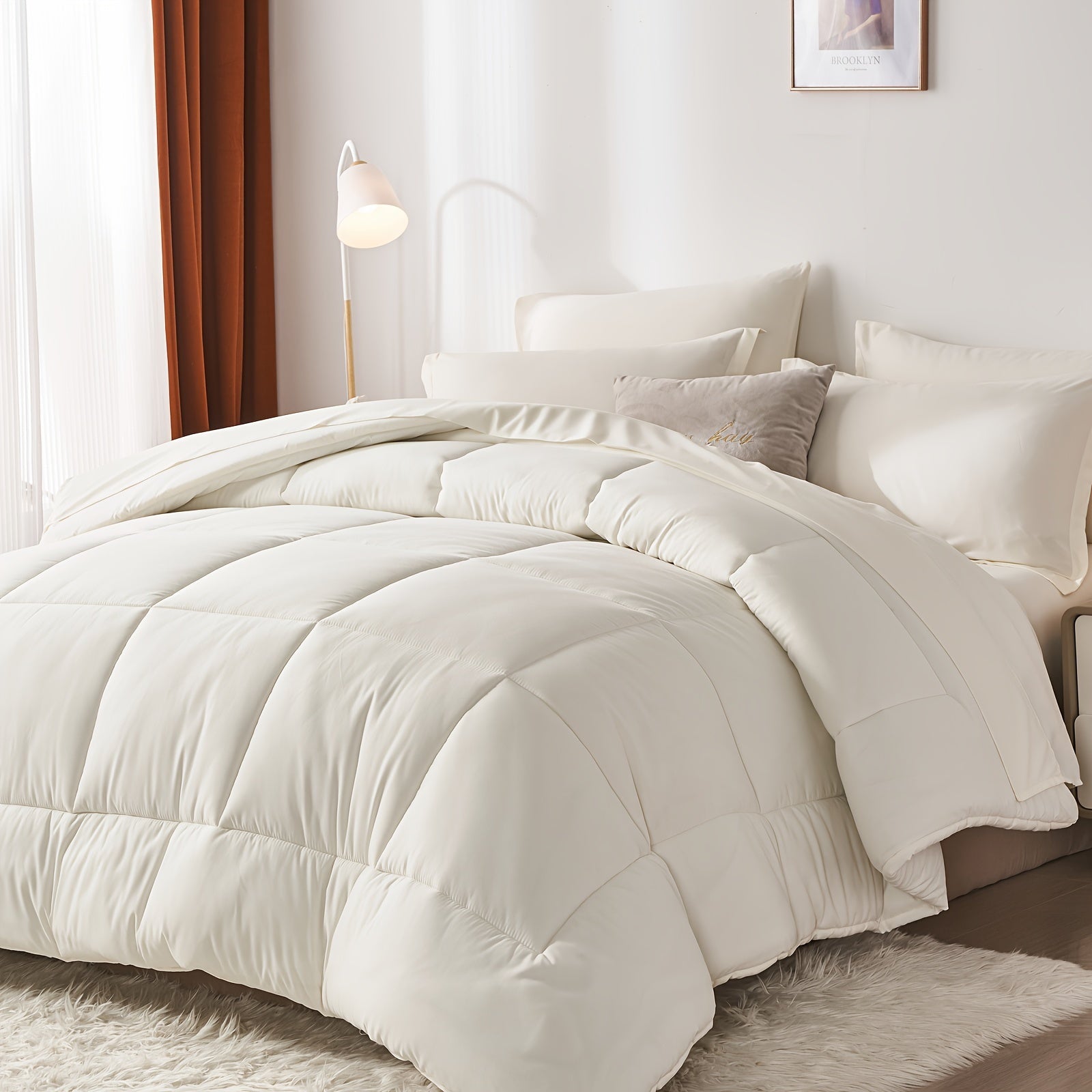 Luxurious 7Piece Checkered Queen Comforter Set AllSeason - Taylor K Shop