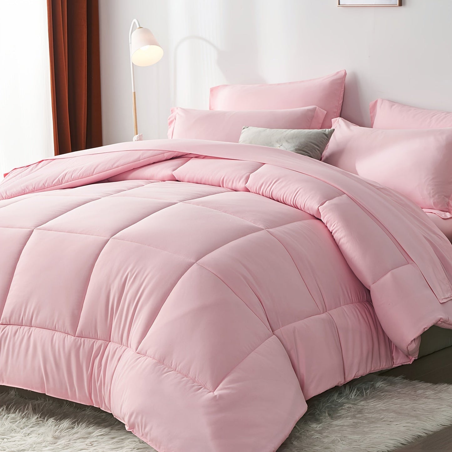 Luxurious 7Piece Checkered Queen Comforter Set AllSeason - Taylor K Shop
