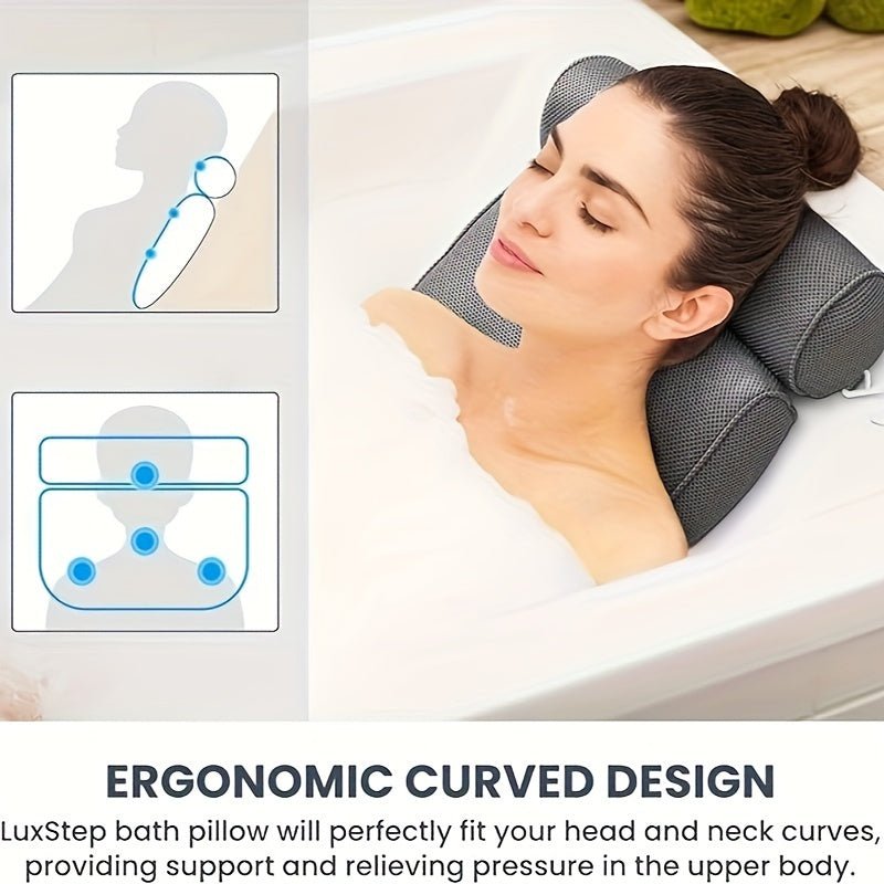 Luxurious NonSlip Bathtub Pillow with Suction Cups - Taylor K Shop