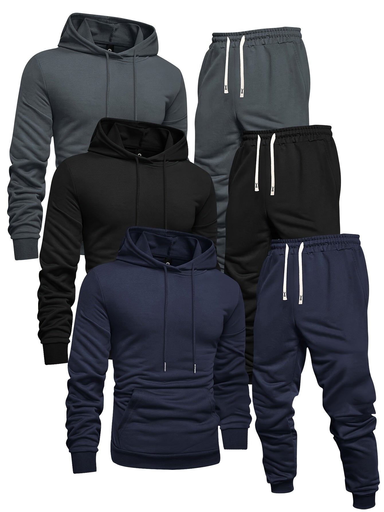 Mens 3Pack Casual Hoodie and Sweatpants Set - Taylor K Shop